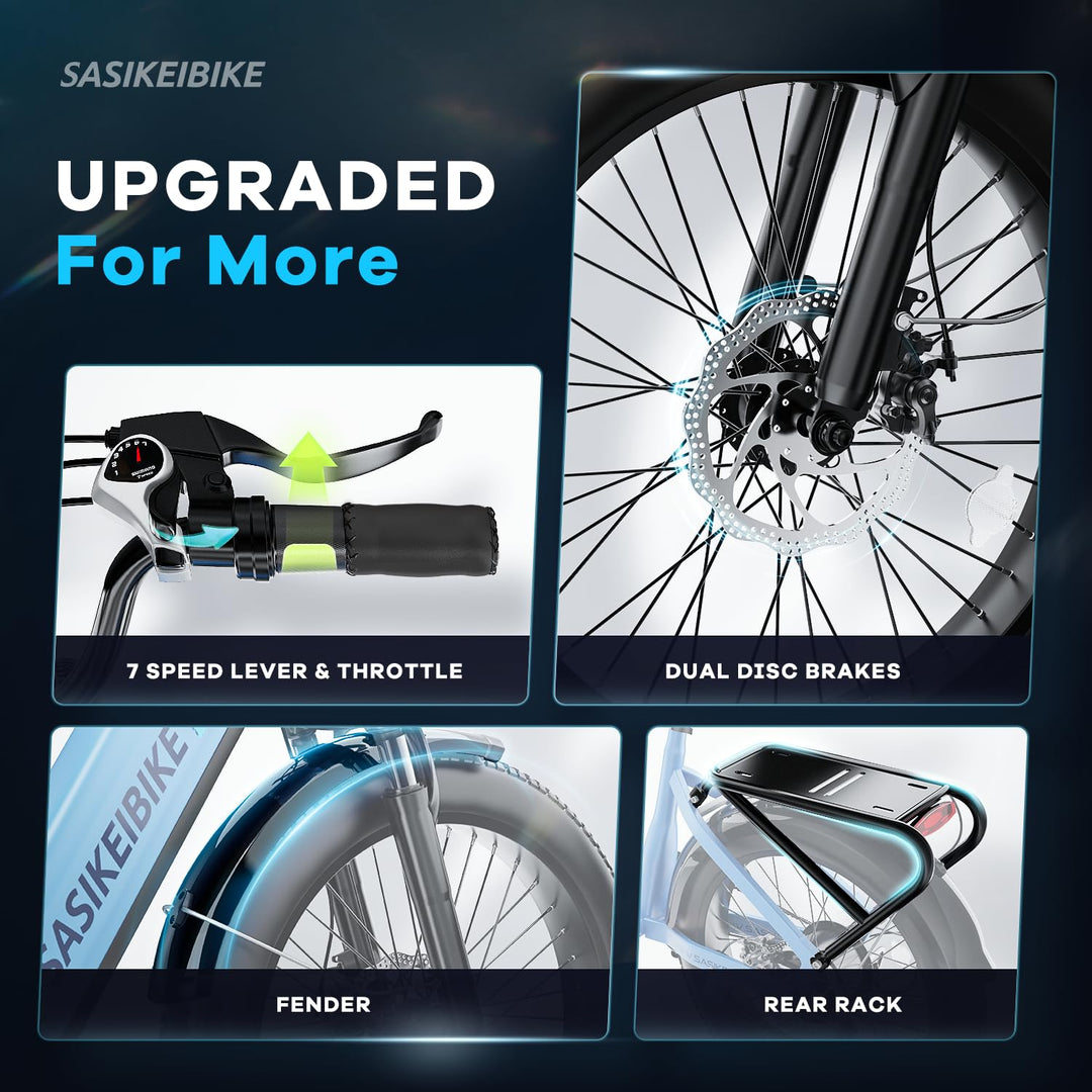 SASIKEIBIKE 1500W Crête et Ados 48V • Pneu Large 1500W…
