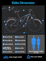 Charger l&#39;image dans la visionneuse de galerie, (26&#39;&#39; EB7 PRO, Bleu) Vélo électrique Peak 5000W à double moteur pour adultes, 52V 32AH, 90 miles et 45MPH E-Bike Fat Tire Vélos électriques tout suspendus, VTT 7 vitesses AWD, freins à disque hydrauliques
