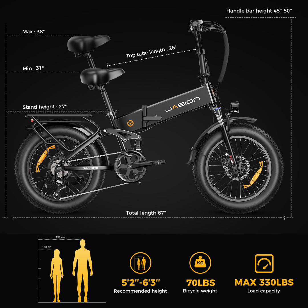 Jasion X Hunter 1400W Crête 30MPH • Pneu Large Pliable 1400W