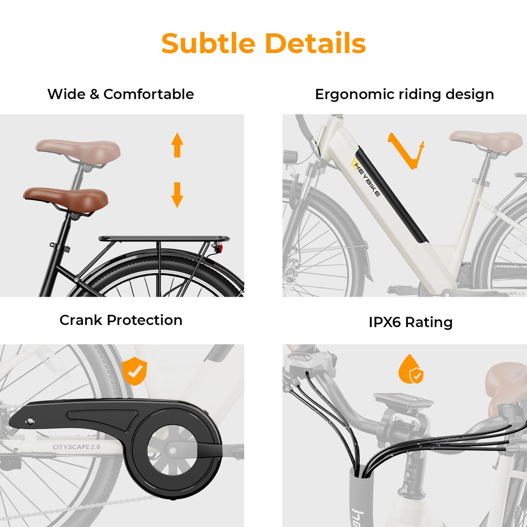 Heybike Cityscape 2.0 avec 1000W Crête • 1000W 24 km/h 50 km