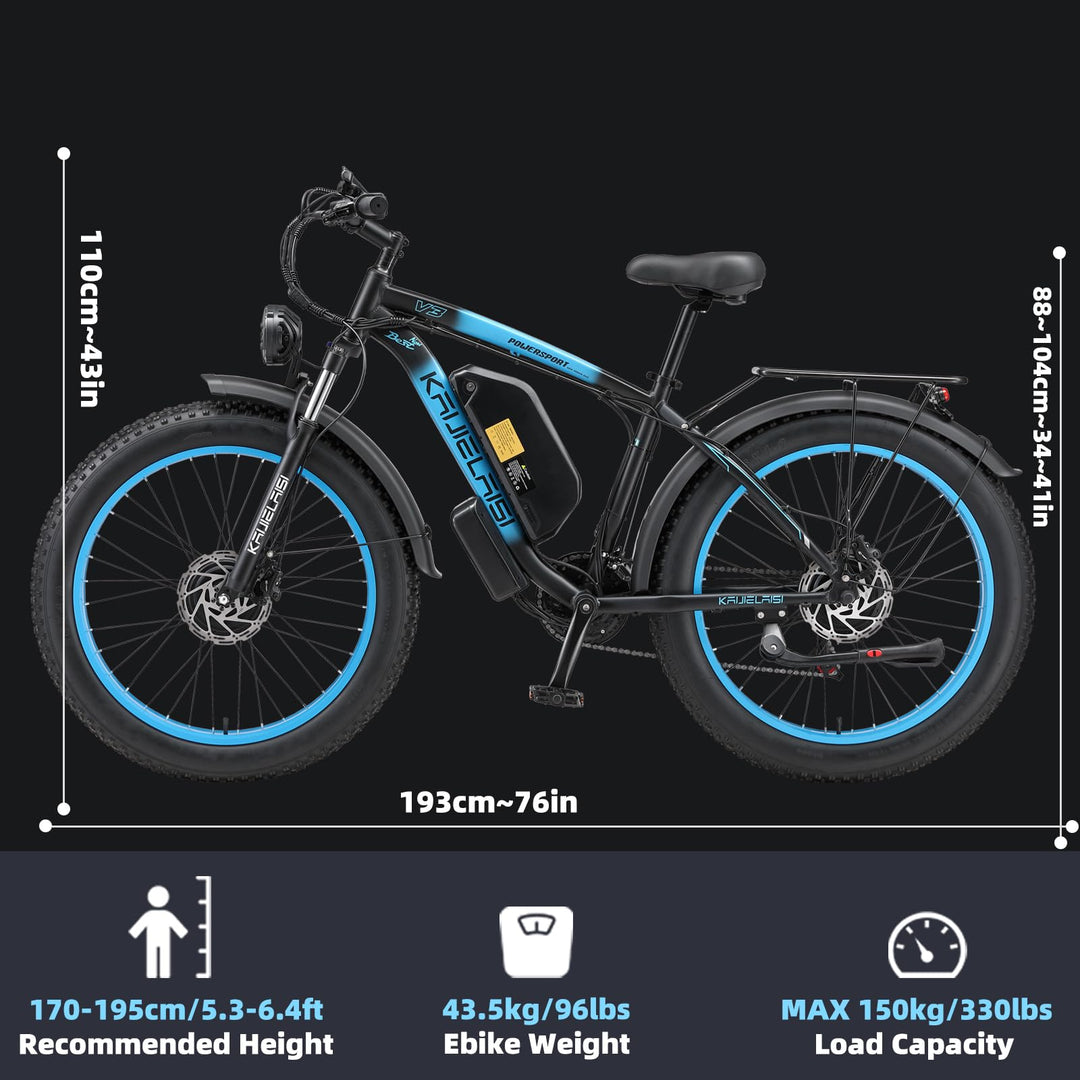 Vélo électrique tout-terrain AWD pour adultes, puissance maximale de 4 000 W, pneus larges de 26 pouces, double moteur, 55 km/h, batterie amovible 48 V 23 Ah, freins hydrauliques doubles rapides (V3, noir-vert)