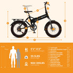 Charger l&#39;image dans la visionneuse de galerie, Vélos électriques pour adultes Jasion EB7 ST, vélo électrique pliable 45 km/h avec moteur de pointe de 1 200 W, autonomie de 88 km, batterie de 480 Wh, amortisseur, frein à disque, pneus 20&quot; x 3.0 pour la plage et la neige.

