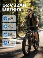 Charger l&#39;image dans la visionneuse de galerie, Vélo électrique tout-terrain (26&quot;-V7-Blanc-2000W) pour adultes, 2000W de puissance maximale, 2500W, batterie 52V 32AH, vitesse jusqu&#39;à 64 km/h, 160 km, 21 vitesses, pneus larges avec suspension à fourche avant
