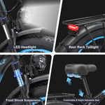 Charger l&#39;image dans la visionneuse de galerie, Vélo électrique à traction intégrale pour adultes, puissance maximale de 4 000 W, pneus larges de 26 pouces, double moteur, vitesse de 55 km/h, batterie amovible 48 V 23 Ah, freins hydrauliques doubles rapides (V3, noir-bleu)
