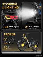 Charger l&#39;image dans la visionneuse de galerie, Vélo de montagne électrique Jasion Thunder, moteur de pointe de 1 500 W, batterie amovible 48 V 18 Ah, vitesse de plus de 48 km/h, contrôle par application, frein hydraulique, suspension avant, pneus larges 26&quot; x 4&quot;, bleu
