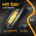Charger l&#39;image dans la visionneuse de galerie, Vélo électrique Jasion EB5 MAX pour adultes avec moteur de pointe de 1 500 W, batterie 48 V 15 Ah (720 Wh), VTT électrique, pneus larges 26&quot; x 4&quot;, vitesse de pointe de 28 mph, régulateur de vitesse, avec garde-boue et porte-bagages arrière.
