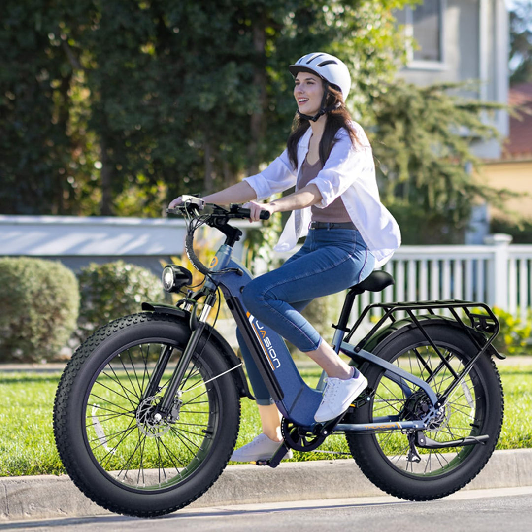 Vélo de montagne électrique Jasion Thunder, moteur de pointe de 1 500 W, batterie amovible 48 V 18 Ah, vitesse de plus de 48 km/h, contrôle par application, frein hydraulique, suspension avant, pneus larges 26" x 4", bleu