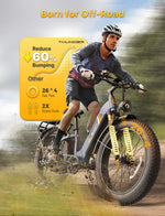 Charger l&#39;image dans la visionneuse de galerie, Vélo de montagne électrique Jasion Thunder, moteur de pointe de 1 500 W, batterie amovible 48 V 18 Ah, vitesse de plus de 48 km/h, contrôle par application, frein hydraulique, suspension avant, pneus larges 26&quot; x 4&quot;, bleu
