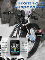 Charger l&#39;image dans la visionneuse de galerie, Vélo électrique tout-terrain (26&quot;-V7-Blanc-2000W) pour adultes, 2000W de puissance maximale, 2500W, batterie 52V 32AH, vitesse jusqu&#39;à 64 km/h, 160 km, 21 vitesses, pneus larges avec suspension à fourche avant
