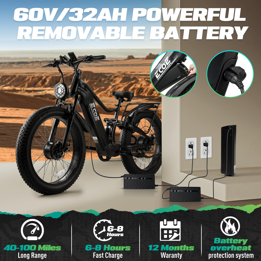 EcoE 5000W Double 52MPH avec 60V 32AH • Double Moteur Pneu Grand…