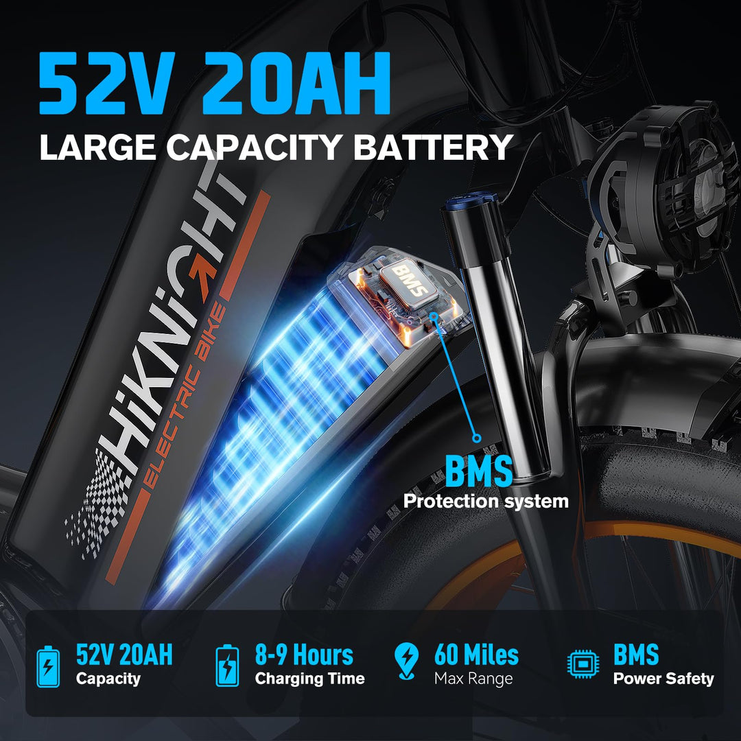 HiKNiGHT Double 3000W 52V 20Ah 26" • Double Moteur Pneu Large 3000W