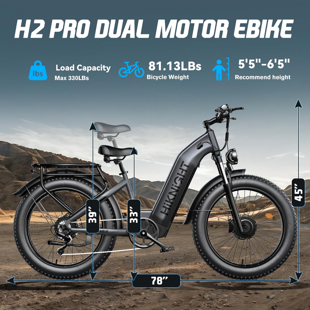 HiKNiGHT Double 3000W 52V 20Ah 26" • Double Moteur Pneu Large 3000W