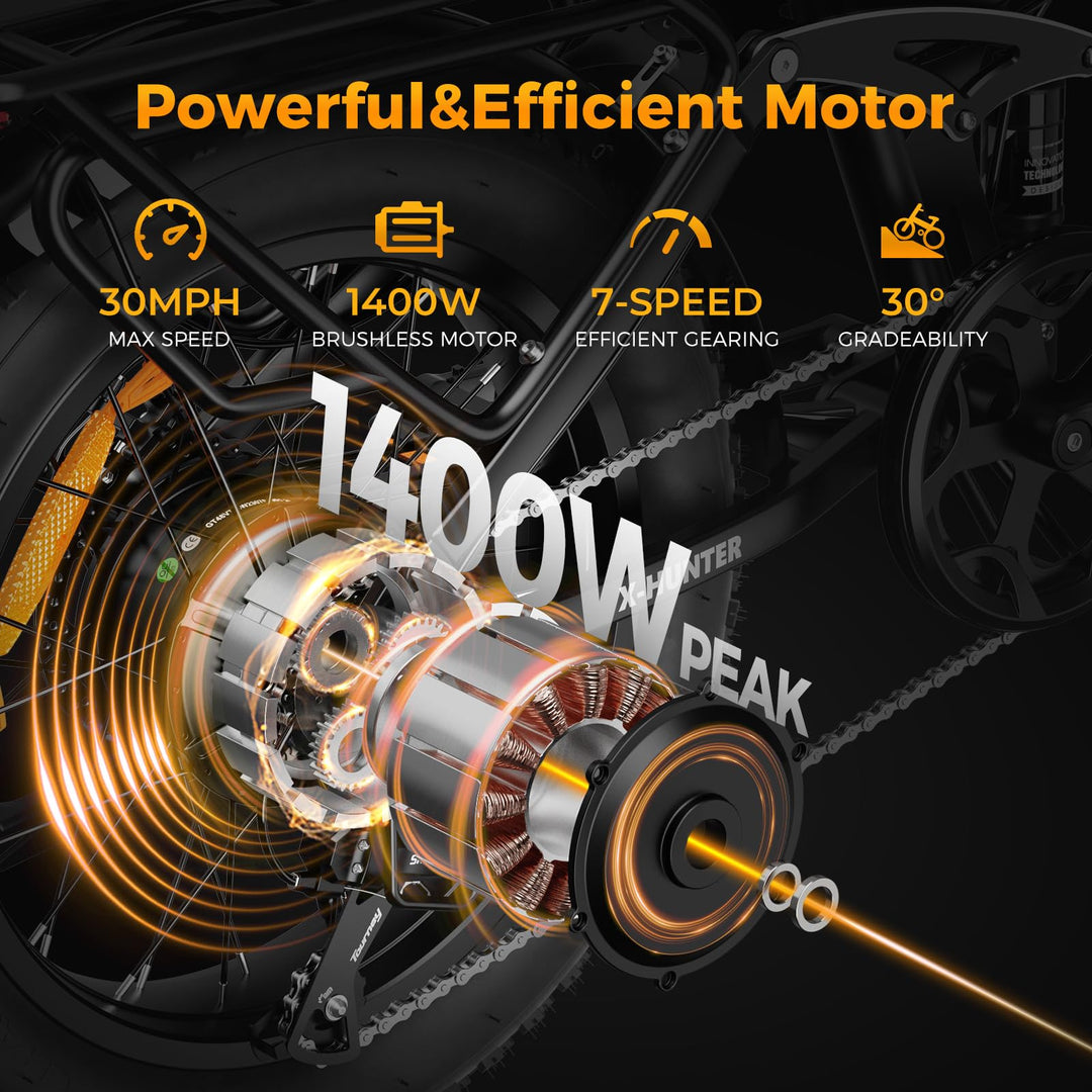 Jasion X Hunter 1400W Crête 30MPH • Pneu Large Pliable 1400W