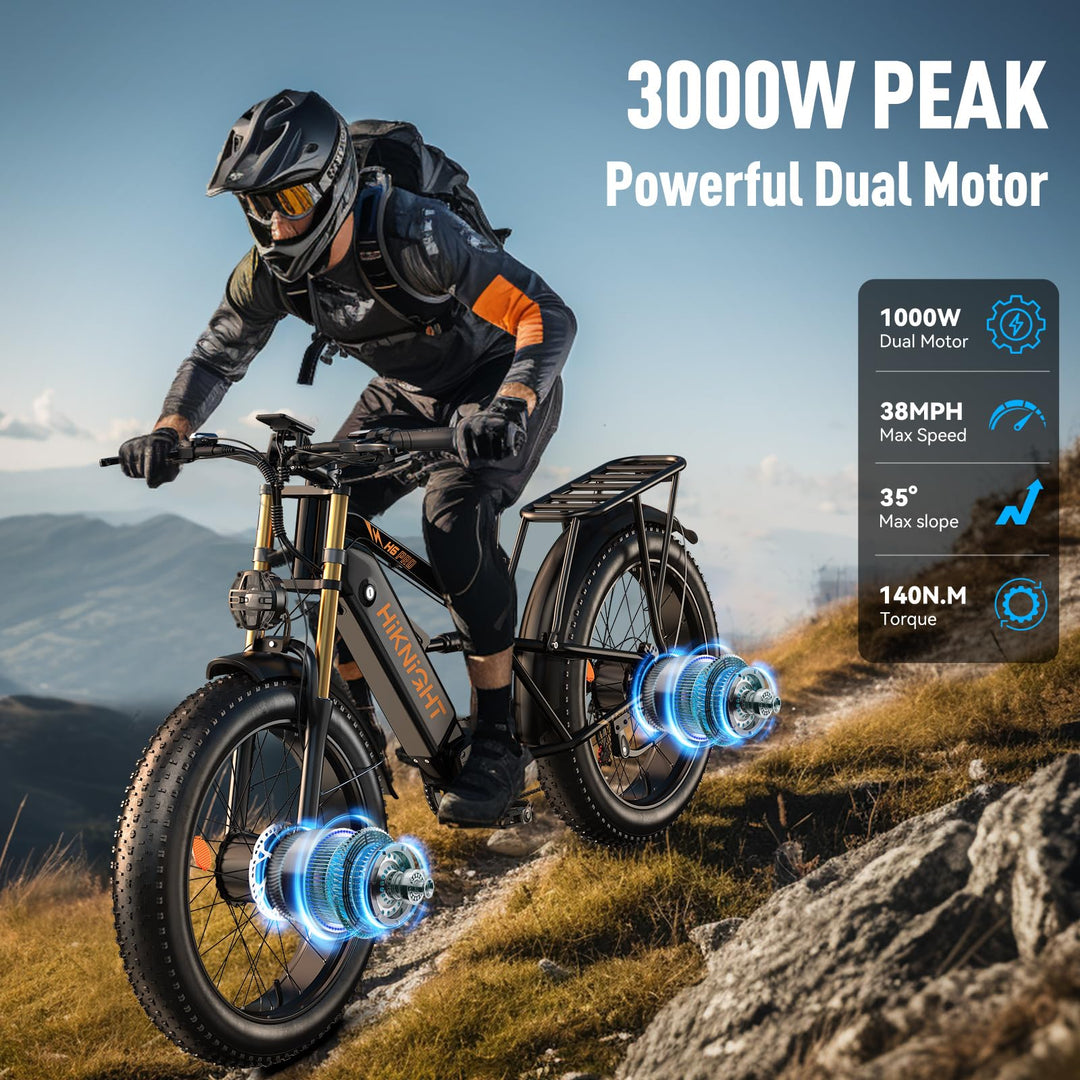 HiKNiGHT Double Crête 3000W 52V 20AH • Double Moteur Pneu Large 26"
