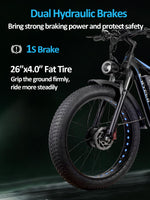 Charger l&#39;image dans la visionneuse de galerie, (26&#39;&#39; EB7 PRO, Bleu) Vélo électrique Peak 5000W à double moteur pour adultes, 52V 32AH, 90 miles et 45MPH E-Bike Fat Tire Vélos électriques tout suspendus, VTT 7 vitesses AWD, freins à disque hydrauliques
